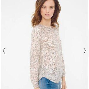 NWT White House Black Market Silk V-Back Long Sleeve Blouse Size 6